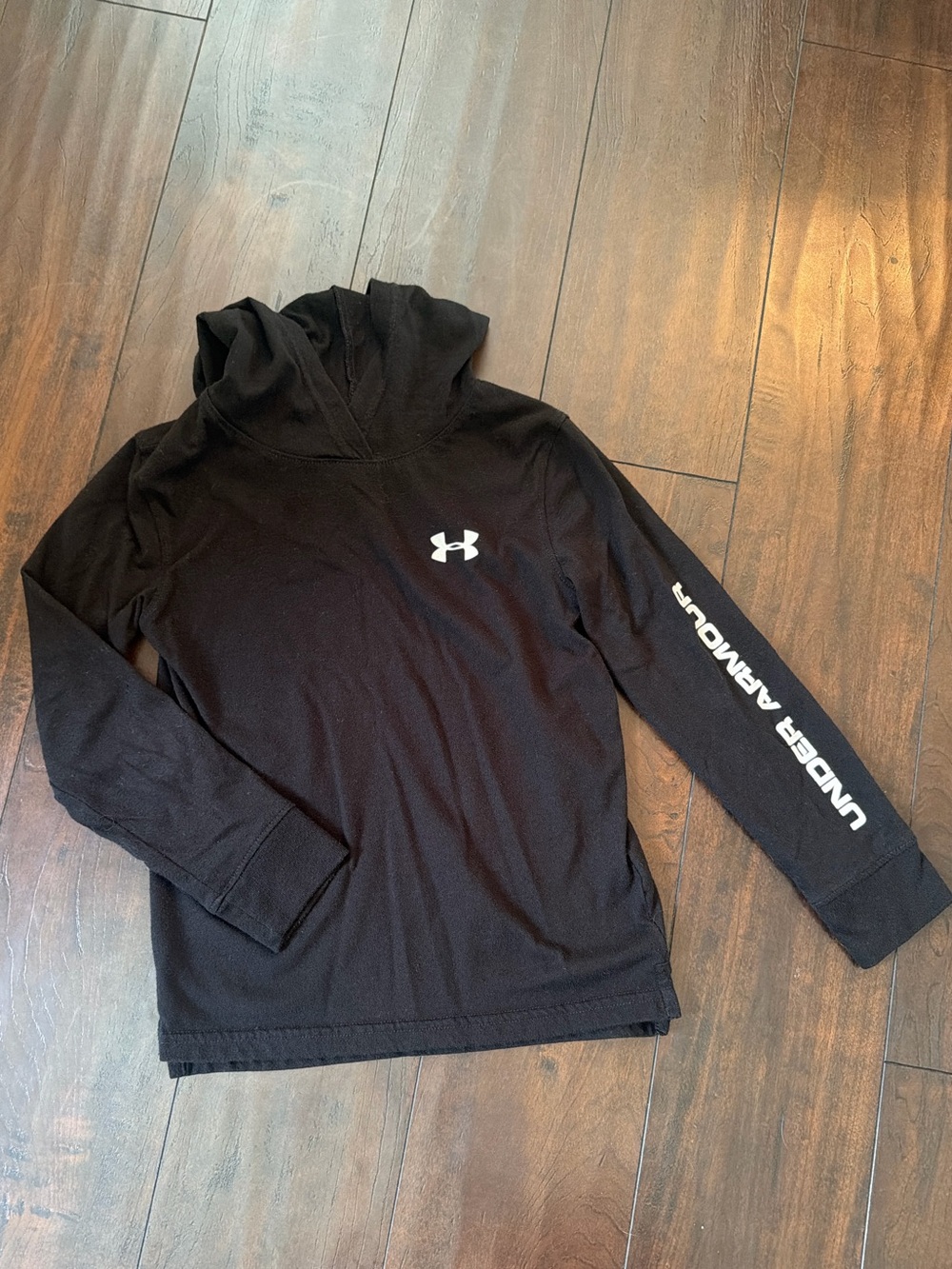 Under Armour Black Crewneck Pullover with White Logo Sleeve Text